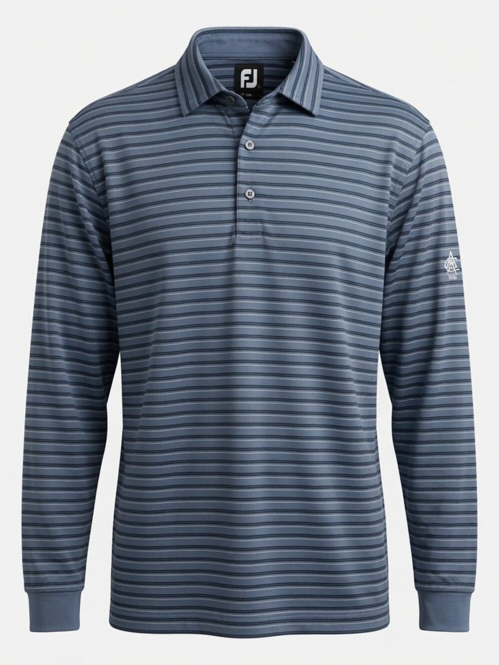FootJoy Atlanta Athletic Club 1898 Mens L Polo Long Slv Pullover Blue Stripe EUC